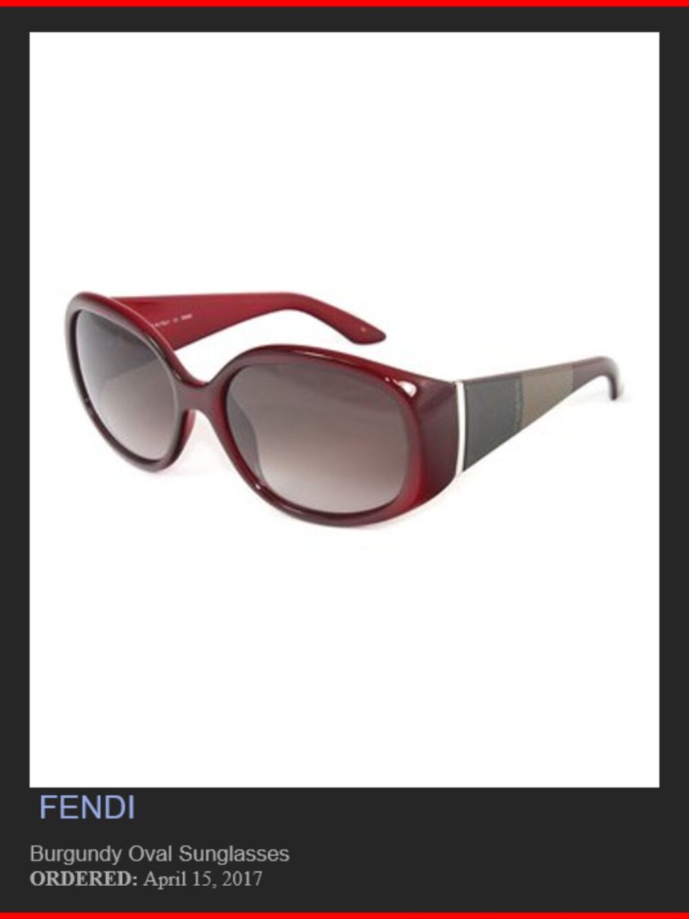 FENDI Burgundy Oval Sunglasses - FS5255 - Oval Burgundy Tint - Never Worn
